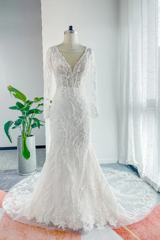 "Designer - inspired women's evening dresses"Trumpet-Mermaid Chapel Train Lace Tulle Wedding Dress CW3141 "Designer - inspired women's evening dresses"Trumpet-Mermaid Chapel Train Lace Tulle Wedding Dress CW3141