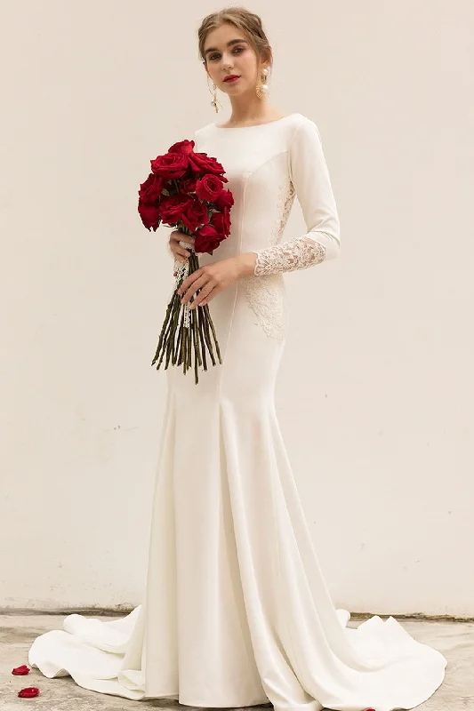 "Stylish cocktail dresses for women on a budget"Trumpet Sweep-Brush Train Stretch Satin Wedding Dress CW3036 "Stylish cocktail dresses for women on a budget"Trumpet Sweep-Brush Train Stretch Satin Wedding Dress CW3036