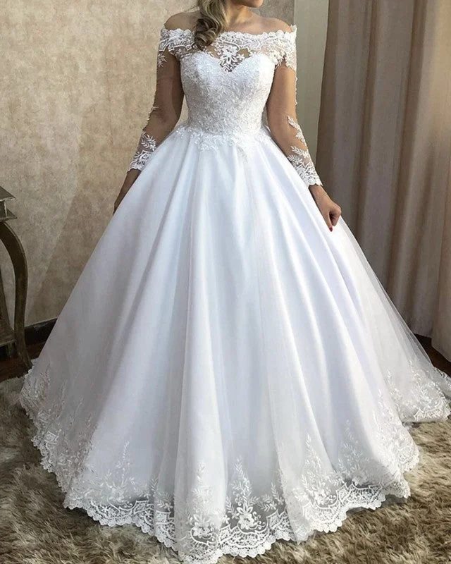 "Black dresses for women for a classic and timeless appearance"Tulle Off Shoulder Wedding Dress Ball Gown Lace Sleeves "Black dresses for women for a classic and timeless appearance"Tulle Off Shoulder Wedding Dress Ball Gown Lace Sleeves