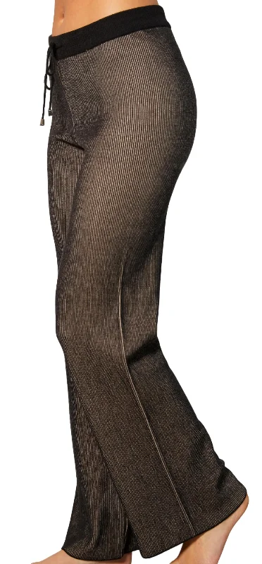 Leather look wide leg denim pants for women in a bold and stylish lookTwo Toned Ribbed Pant In Sand Leather look wide leg denim pants for women in a bold and stylish lookTwo Toned Ribbed Pant In Sand