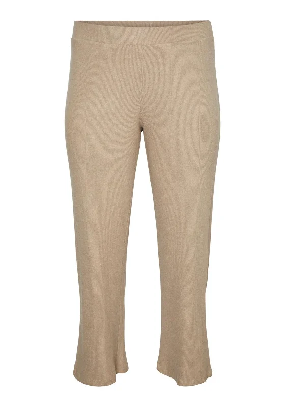 Wide leg cotton blend pants for women in a breathable and stylish styleVero Moda Curve Puffy Loose Wide Leg Cord Trousers, Beige Wide leg cotton blend pants for women in a breathable and stylish styleVero Moda Curve Puffy Loose Wide Leg Cord Trousers, Beige