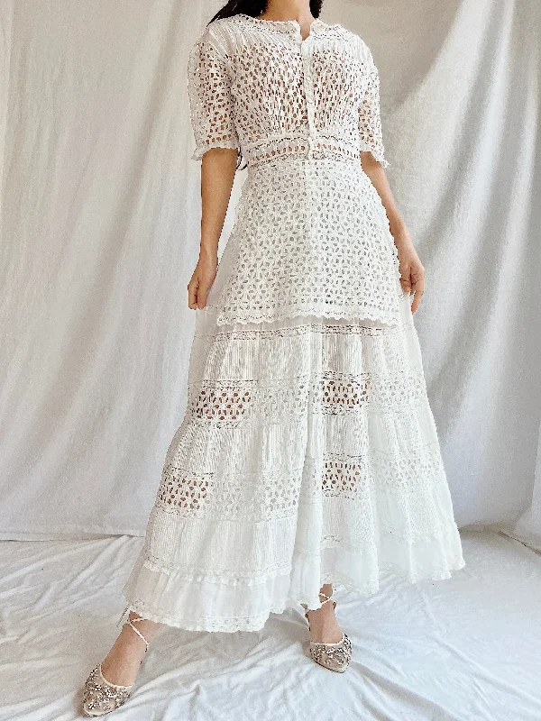 "Affordable plus size women's summer dresses"Edwardian Eyelet Lawn Dress - XS