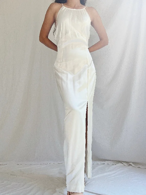 "Graduation dresses for women to celebrate in style"1990s Satin Halter Dress - S