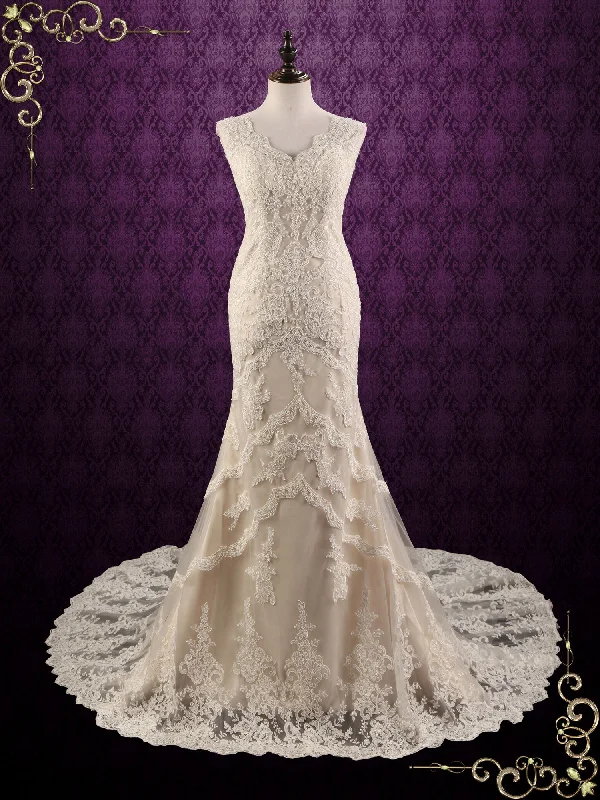 "Buy One, Get One 50% Off on Women's Dresses - Don't Miss Out!"Vintage Style Champagne Lace Wedding Dress JANICE "Buy One, Get One 50% Off on Women's Dresses - Don't Miss Out!"Vintage Style Champagne Lace Wedding Dress JANICE