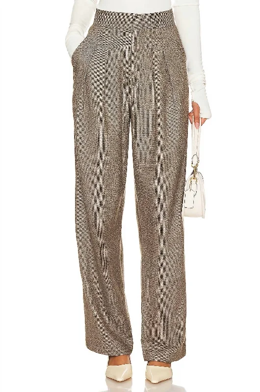 Floral print wide leg pants for women in a fresh and bright styleWick Double Pleat Trouser In Brown Tweed Floral print wide leg pants for women in a fresh and bright styleWick Double Pleat Trouser In Brown Tweed