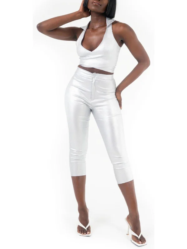 High waisted cargo pants for women in military styleWomens Shimmer High Rise Capri Pants High waisted cargo pants for women in military styleWomens Shimmer High Rise Capri Pants
