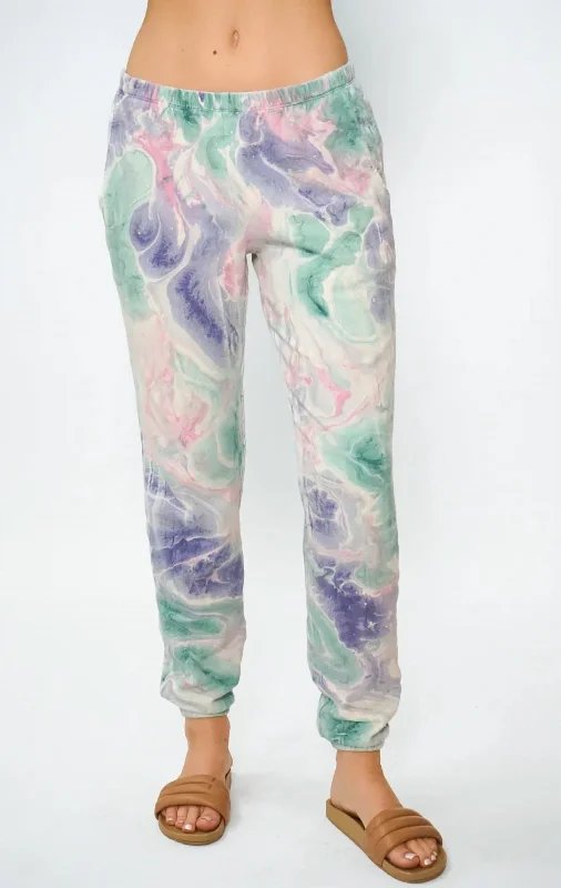 Patchwork wide leg pants for women in a creative and unique styleWomen's Siesta Sweatpants In Lavender/ Jade Patchwork wide leg pants for women in a creative and unique styleWomen's Siesta Sweatpants In Lavender/ Jade