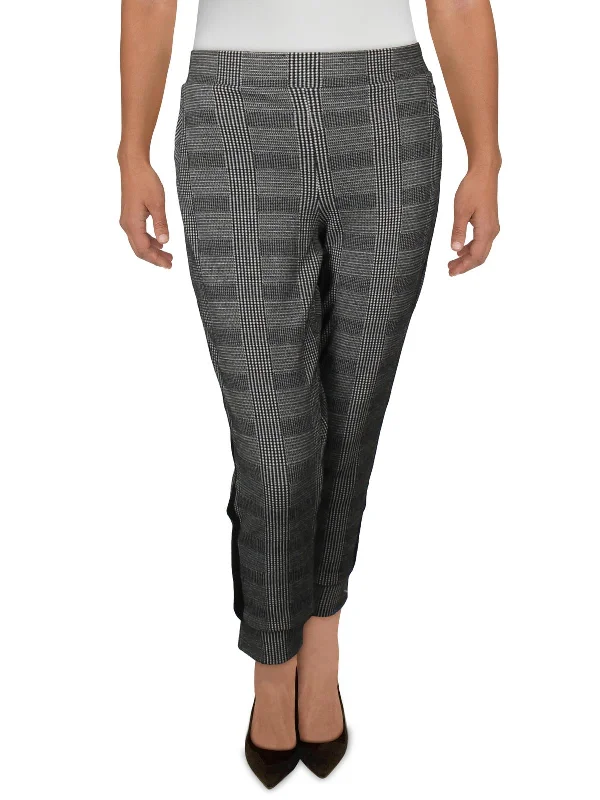 Patchwork wide leg pants for women in a creative and unique styleWomens Slim Fit Plaid Ankle Pants Patchwork wide leg pants for women in a creative and unique styleWomens Slim Fit Plaid Ankle Pants