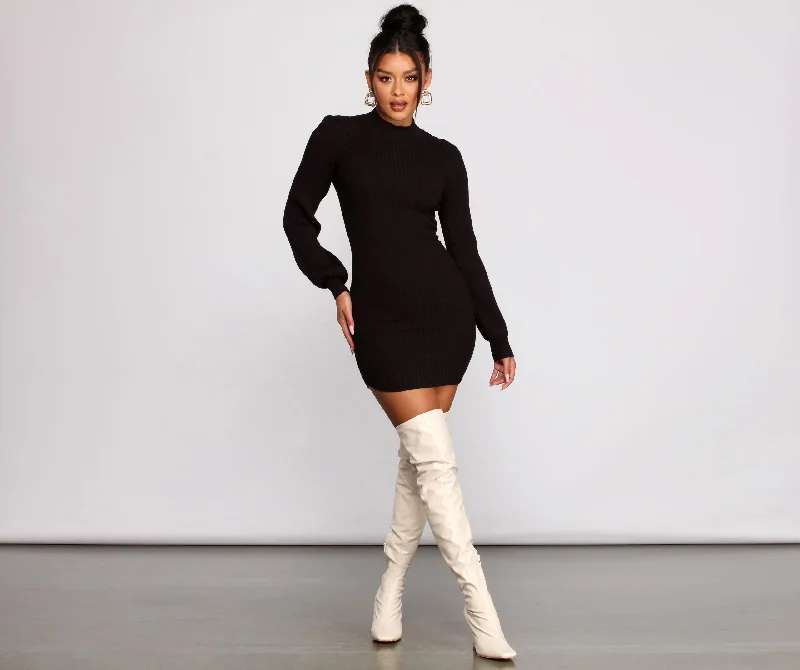 "Sustainable and eco - friendly women's dresses"All Dolled Up Ribbed Knit Mini Dress "Sustainable and eco - friendly women's dresses"All Dolled Up Ribbed Knit Mini Dress