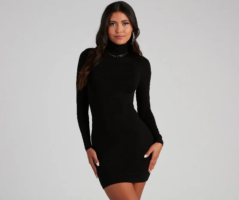 "Seasonal Sale: Save Big on Women's Dresses for Every Occasion"Back To Basics Turtleneck Mini Dress "Seasonal Sale: Save Big on Women's Dresses for Every Occasion"Back To Basics Turtleneck Mini Dress
