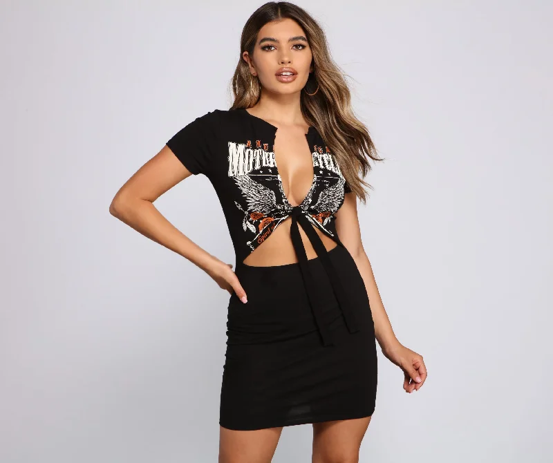 "Simple wedding dresses for women who prefer understated elegance"Baddie Chic Tie Front Mini Dress "Simple wedding dresses for women who prefer understated elegance"Baddie Chic Tie Front Mini Dress