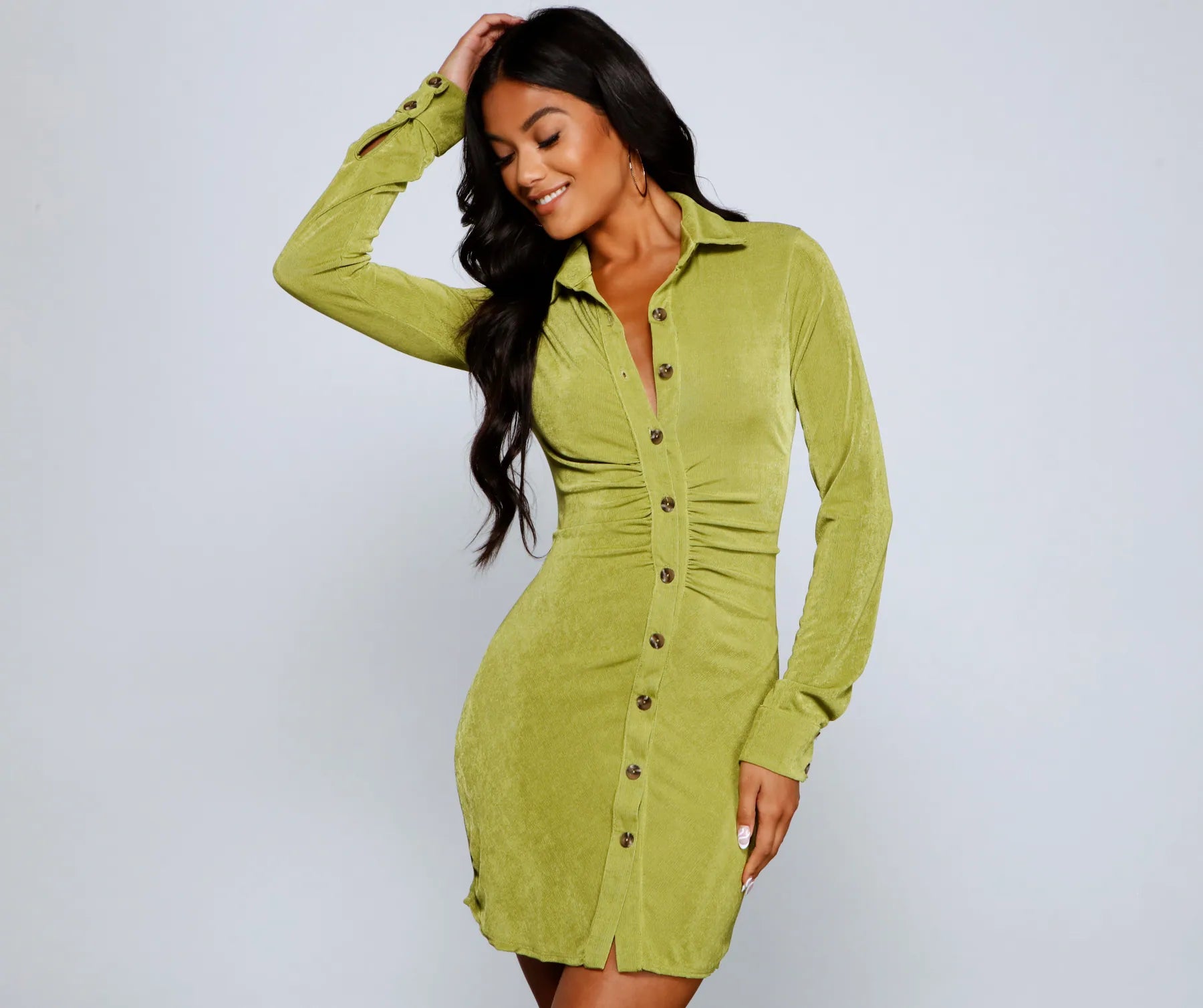 "Lace dresses for women for a romantic and elegant look"Crazy About Ruche Collared Mini Dress "Lace dresses for women for a romantic and elegant look"Crazy About Ruche Collared Mini Dress