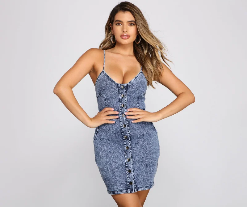 "Exclusive Discount: 30% Off All Women's Dresses for a Limited Period"Denim Days Button Up Mini Dress "Exclusive Discount: 30% Off All Women's Dresses for a Limited Period"Denim Days Button Up Mini Dress