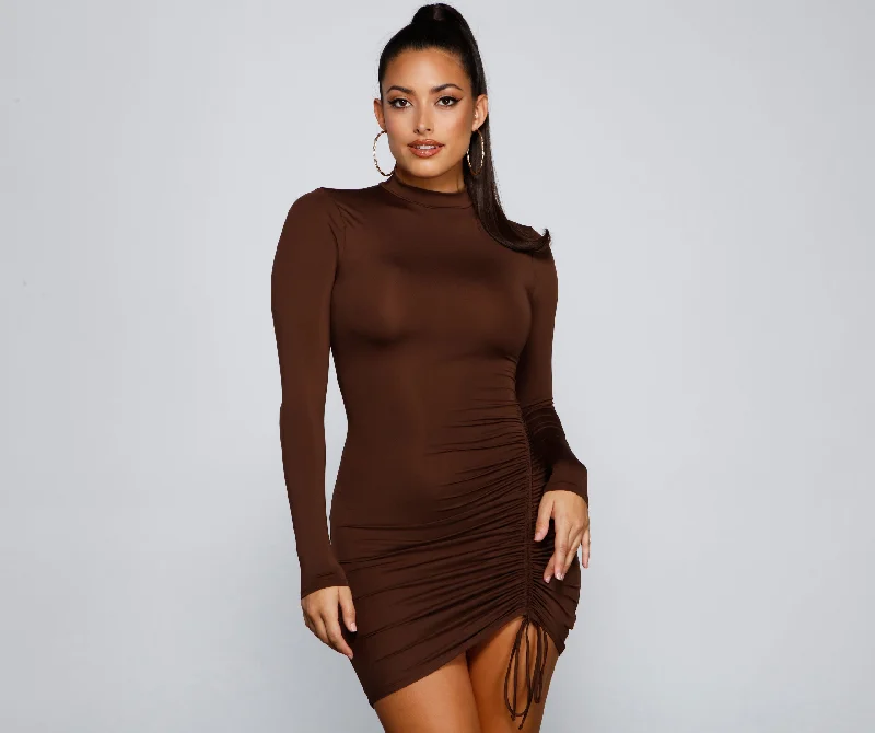 "Trendy casual dresses for women to wear at the beach"Drawn To Glam Ruched Mini Dress "Trendy casual dresses for women to wear at the beach"Drawn To Glam Ruched Mini Dress