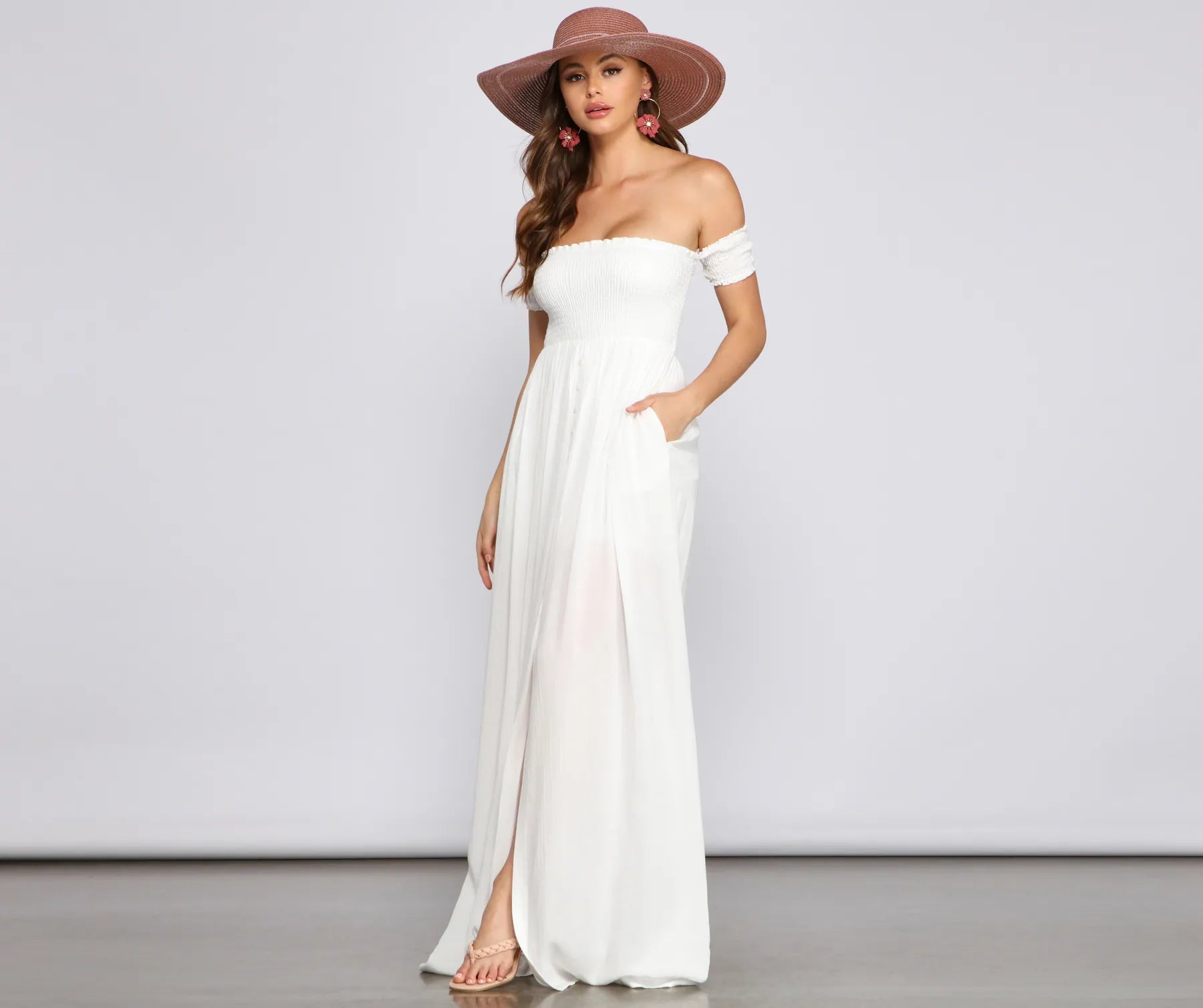 "Ruffled dresses for women for added femininity"Effortlessly Chic Smocked Maxi Dress "Ruffled dresses for women for added femininity"Effortlessly Chic Smocked Maxi Dress