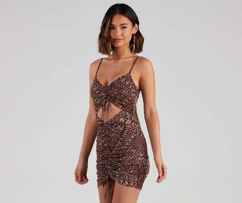 "Limited - Time Offer: Up to 50% Off on Women's Dresses!"Geometric Fun Cutout Mini Dress "Limited - Time Offer: Up to 50% Off on Women's Dresses!"Geometric Fun Cutout Mini Dress