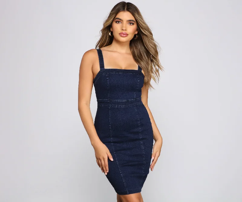 "Boho wedding dresses for women for a free - spirited vibe"Girl Next Door Denim Mini Dress "Boho wedding dresses for women for a free - spirited vibe"Girl Next Door Denim Mini Dress