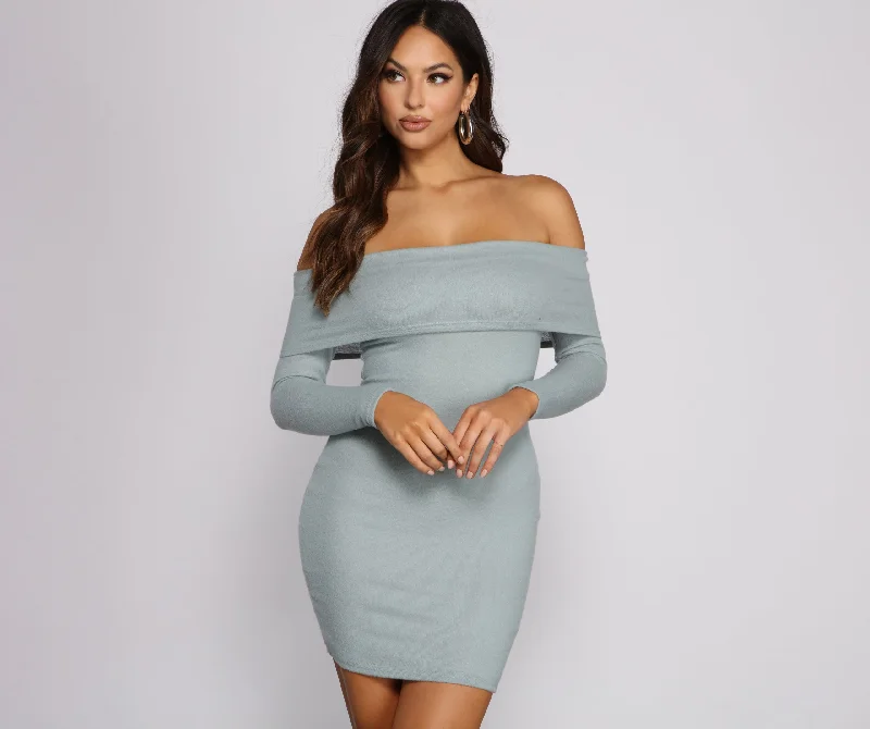 "Mother of the groom dresses for women in sophisticated designs"Keep It Chill Off The Shoulder Mini Dress "Mother of the groom dresses for women in sophisticated designs"Keep It Chill Off The Shoulder Mini Dress