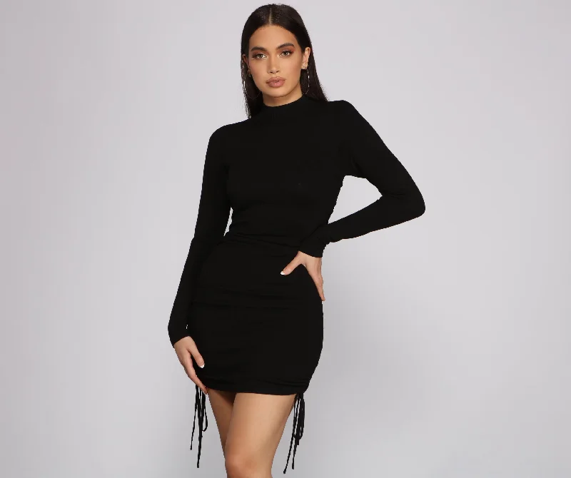 "Maxi dresses for women to wear in the fall"Keeping Knit Real Ruched Mini Dress