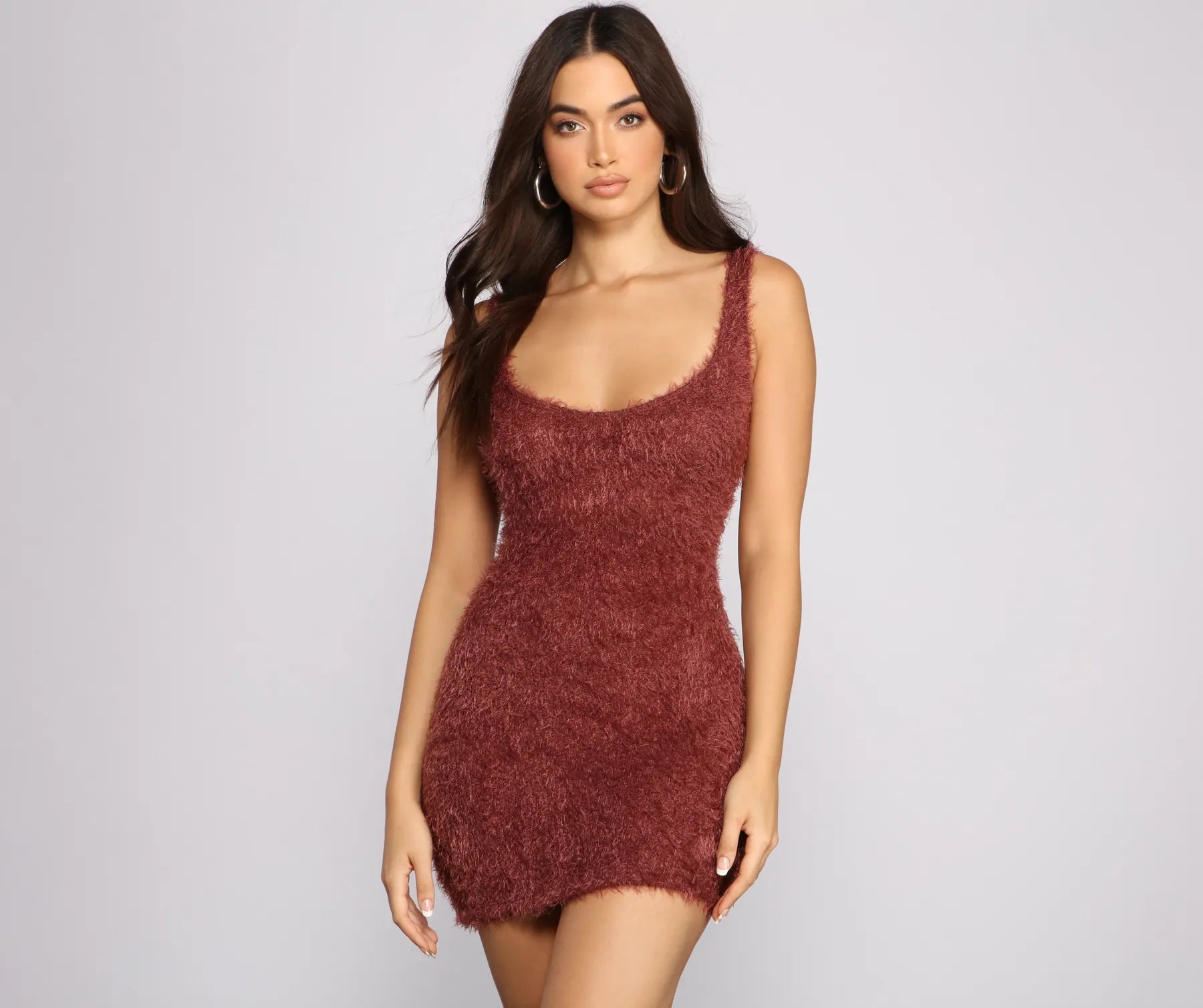"Mother of the bride dresses for women in elegant styles"Sleeveless Shaggy Knit Mini Dress "Mother of the bride dresses for women in elegant styles"Sleeveless Shaggy Knit Mini Dress