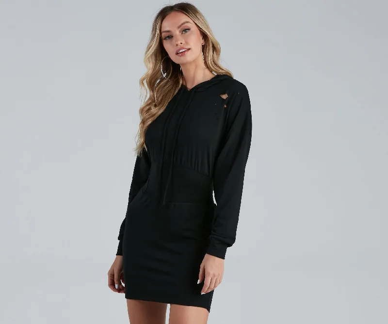 "Wrap dresses for women for an adjustable fit"That Edgy Look Slash Corset Hoodie Tunic "Wrap dresses for women for an adjustable fit"That Edgy Look Slash Corset Hoodie Tunic