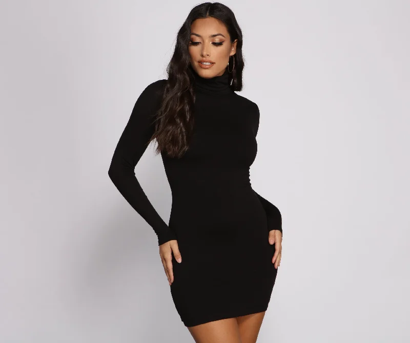 "Limited - Time Offer: Up to 50% Off on Women's Dresses!"Trendy Girl Turtleneck Mini Dress "Limited - Time Offer: Up to 50% Off on Women's Dresses!"Trendy Girl Turtleneck Mini Dress