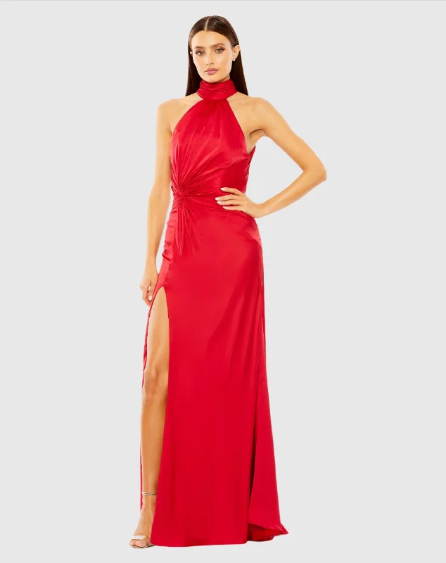 "New Arrivals Discount: 20% Off on Latest Women's Dress Collections"Open Back High Neck Side Ruched Gown "New Arrivals Discount: 20% Off on Latest Women's Dress Collections"Open Back High Neck Side Ruched Gown