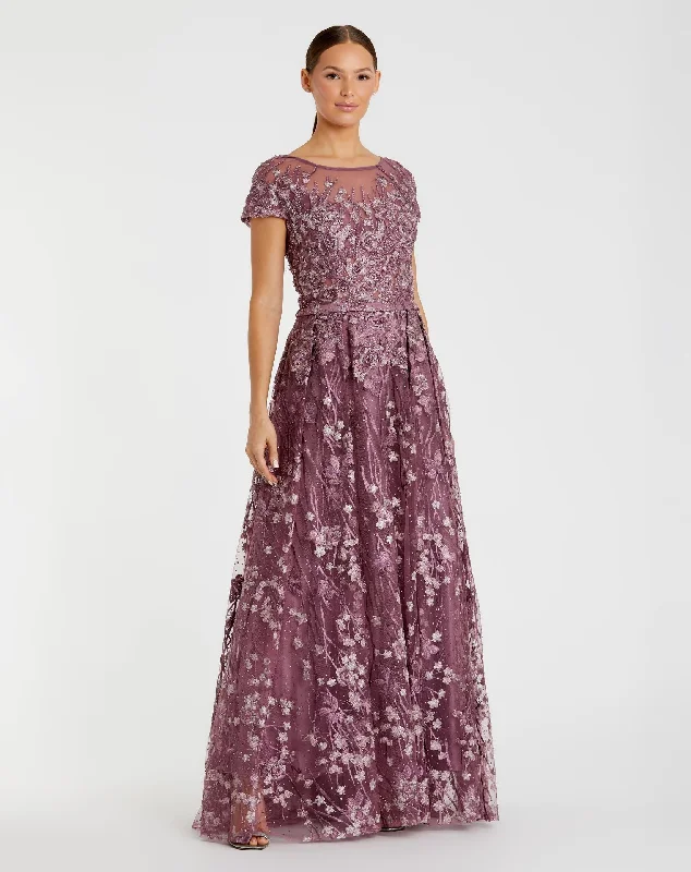 "Sleeveless dresses for women during hot summer days"Embellished Floral Cap Sleeve A Line Gown "Sleeveless dresses for women during hot summer days"Embellished Floral Cap Sleeve A Line Gown