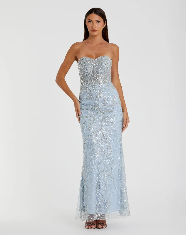 "Black dresses for women for a classic and timeless appearance"Strapless Embellished Trumpet Gown "Black dresses for women for a classic and timeless appearance"Strapless Embellished Trumpet Gown
