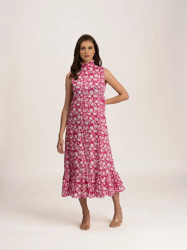 "Pleated dresses for women with a graceful movement"Comfortable 100% Cotton Floral printed midi dress "Pleated dresses for women with a graceful movement"Comfortable 100% Cotton Floral printed midi dress