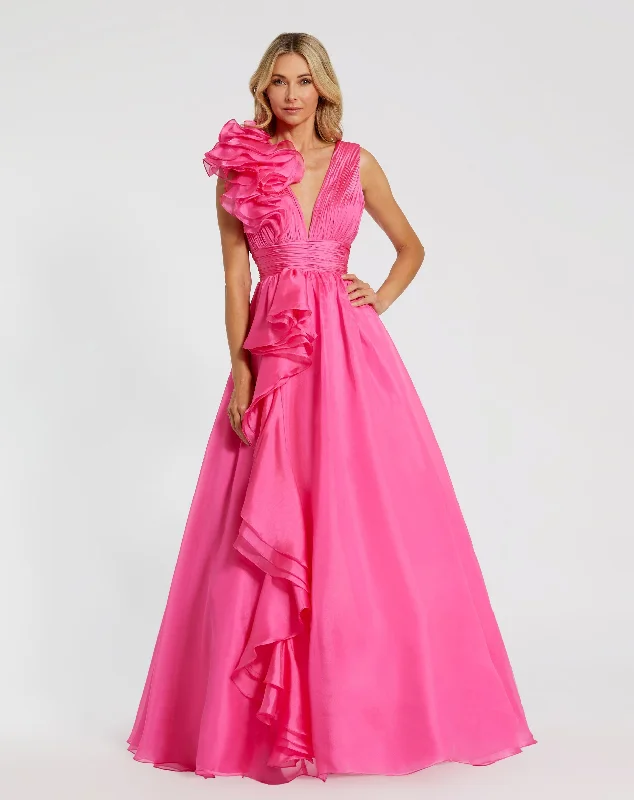 "Exclusive Discount: 30% Off All Women's Dresses for a Limited Period"Ruffle Shoulder V-Neck Chiffon Gown "Exclusive Discount: 30% Off All Women's Dresses for a Limited Period"Ruffle Shoulder V-Neck Chiffon Gown