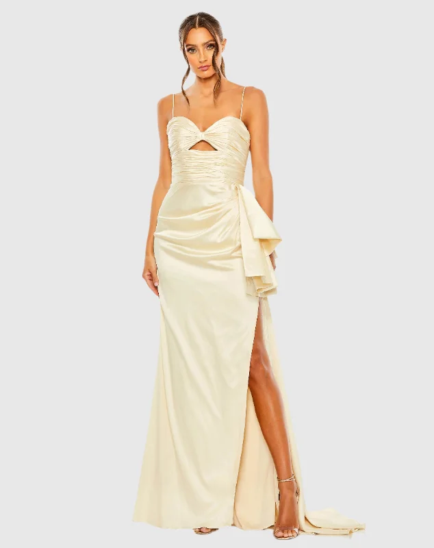 "A - line dresses for women to flatter the figure"Spaghetti Strap Cut Out Side Bow Gown "A - line dresses for women to flatter the figure"Spaghetti Strap Cut Out Side Bow Gown