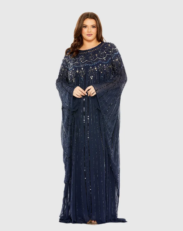 "Trendy casual dresses for women to wear at the beach"Embellished Long Sleeve Trapeze Gown "Trendy casual dresses for women to wear at the beach"Embellished Long Sleeve Trapeze Gown
