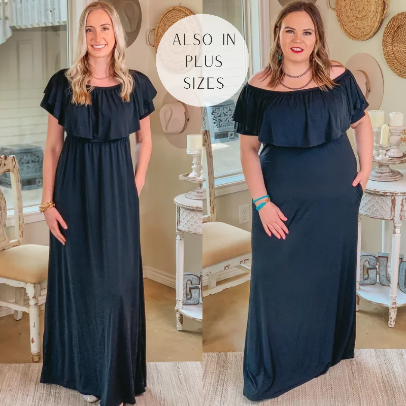 "Shirt dresses for women for a smart - casual style"For Forever Bulgari Ruffled Maxi Dress in Black "Shirt dresses for women for a smart - casual style"For Forever Bulgari Ruffled Maxi Dress in Black