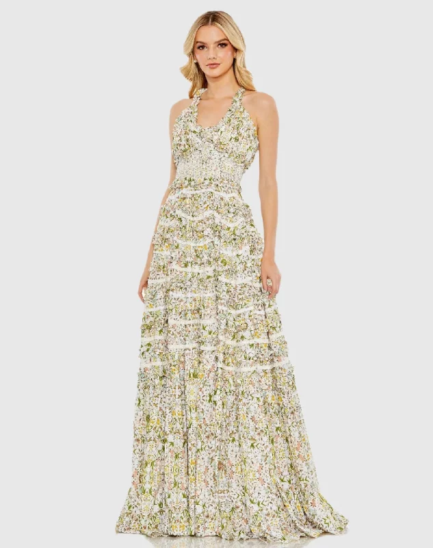 "Sustainable and eco - friendly women's dresses"Cross Back Floral Ruffle Tiered Smock Dress "Sustainable and eco - friendly women's dresses"Cross Back Floral Ruffle Tiered Smock Dress