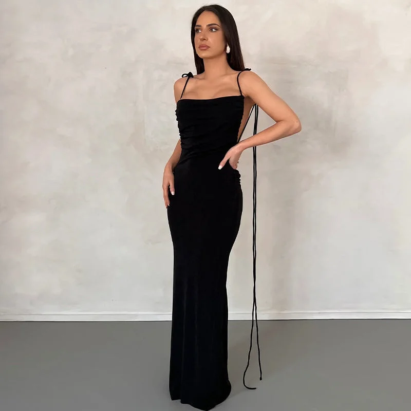"Beaded dresses for women for a glamorous look"Lygens 11184 Ruched Halter Backless Elegant Velvet Maxi Women'S Dresses 2023 New Fashion Party Club American Clothing Wholesale "Beaded dresses for women for a glamorous look"Lygens 11184 Ruched Halter Backless Elegant Velvet Maxi Women'S Dresses 2023 New Fashion Party Club American Clothing Wholesale