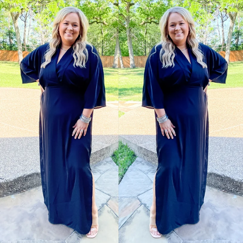 "Trendy casual dresses for women to wear at the beach"Like Royalty Maxi Dress With a Cross Front and Slit in Black "Trendy casual dresses for women to wear at the beach"Like Royalty Maxi Dress With a Cross Front and Slit in Black