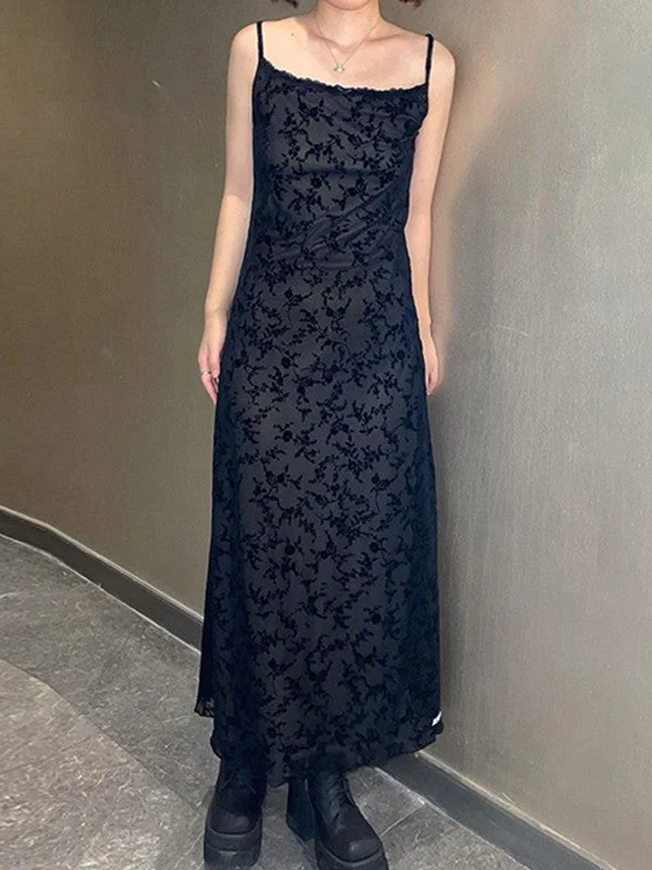"Elegant wedding guest dresses for women under $100"Mesh Paneled Floral Maxi Dress
