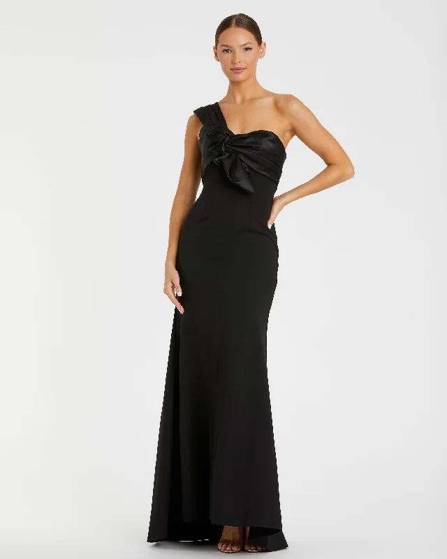 "T - shirt dresses for women for ultimate comfort"One Shoulder Draped Trumpet Gown