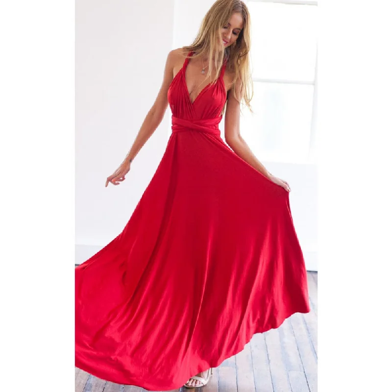 "Long sleeve dresses for women in cold weather"BerriesJam - Sexy Multiway Wrap Convertible Boho Maxi Club Red Dress "Long sleeve dresses for women in cold weather"BerriesJam - Sexy Multiway Wrap Convertible Boho Maxi Club Red Dress