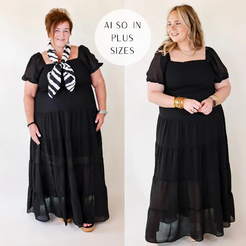 "Bundle and Save: Buy Multiple Women's Dresses and Get a Discount"Honeysuckle Love Tiered Maxi Dress with Smocked Bodice in Black "Bundle and Save: Buy Multiple Women's Dresses and Get a Discount"Honeysuckle Love Tiered Maxi Dress with Smocked Bodice in Black