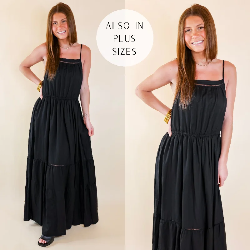 "Black dresses for women for a classic and timeless appearance"Tranquil Tides Tiered Maxi Dress in Black "Black dresses for women for a classic and timeless appearance"Tranquil Tides Tiered Maxi Dress in Black
