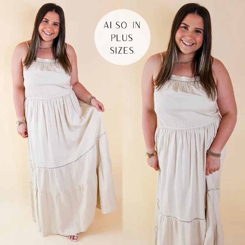 "Seasonal Sale: Save Big on Women's Dresses for Every Occasion"Tranquil Tides Tiered Maxi Dress in Cream "Seasonal Sale: Save Big on Women's Dresses for Every Occasion"Tranquil Tides Tiered Maxi Dress in Cream