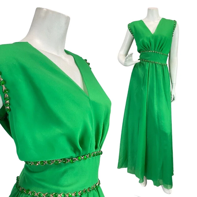 "Exclusive Discount: 30% Off All Women's Dresses for a Limited Period"VINTAGE 60s 70s APPLE GREEN BEADED SEQUIN SLEEVELESS GOWN MAXI DRESS 12 14 "Exclusive Discount: 30% Off All Women's Dresses for a Limited Period"VINTAGE 60s 70s APPLE GREEN BEADED SEQUIN SLEEVELESS GOWN MAXI DRESS 12 14