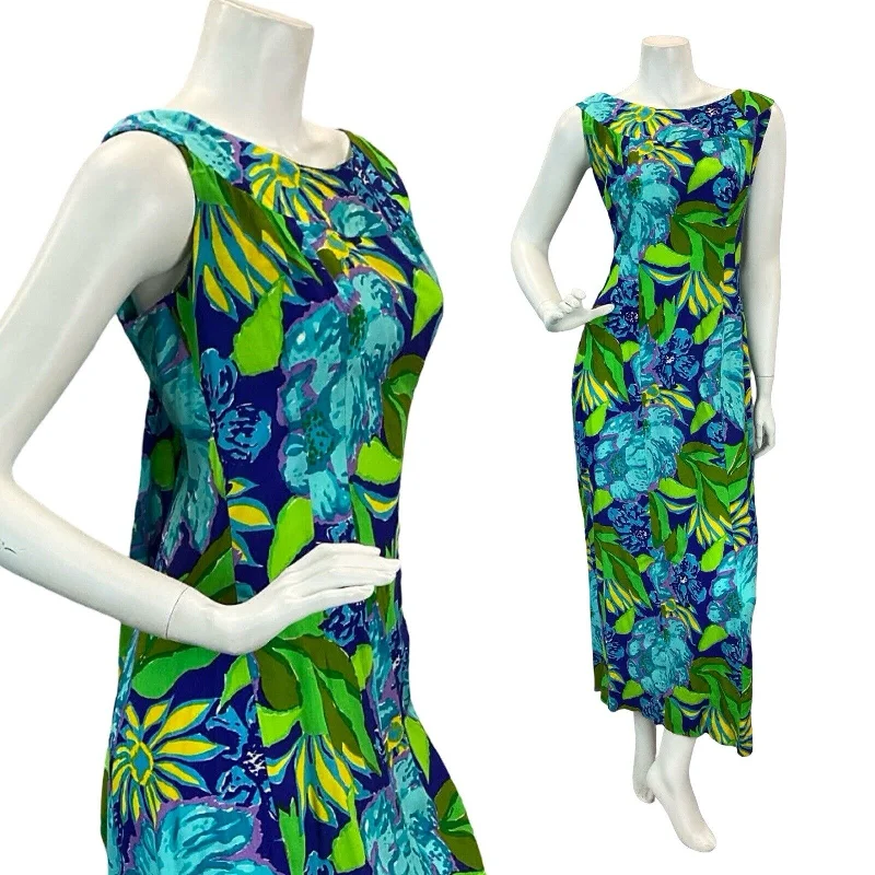 "Elegant wedding guest dresses for women under $100"VTG 60s 70S BLUE GREEN HAWAIIAN TROPICAL LEAF PRINT SCOOP BACK MAXI DRESS 10 "Elegant wedding guest dresses for women under $100"VTG 60s 70S BLUE GREEN HAWAIIAN TROPICAL LEAF PRINT SCOOP BACK MAXI DRESS 10