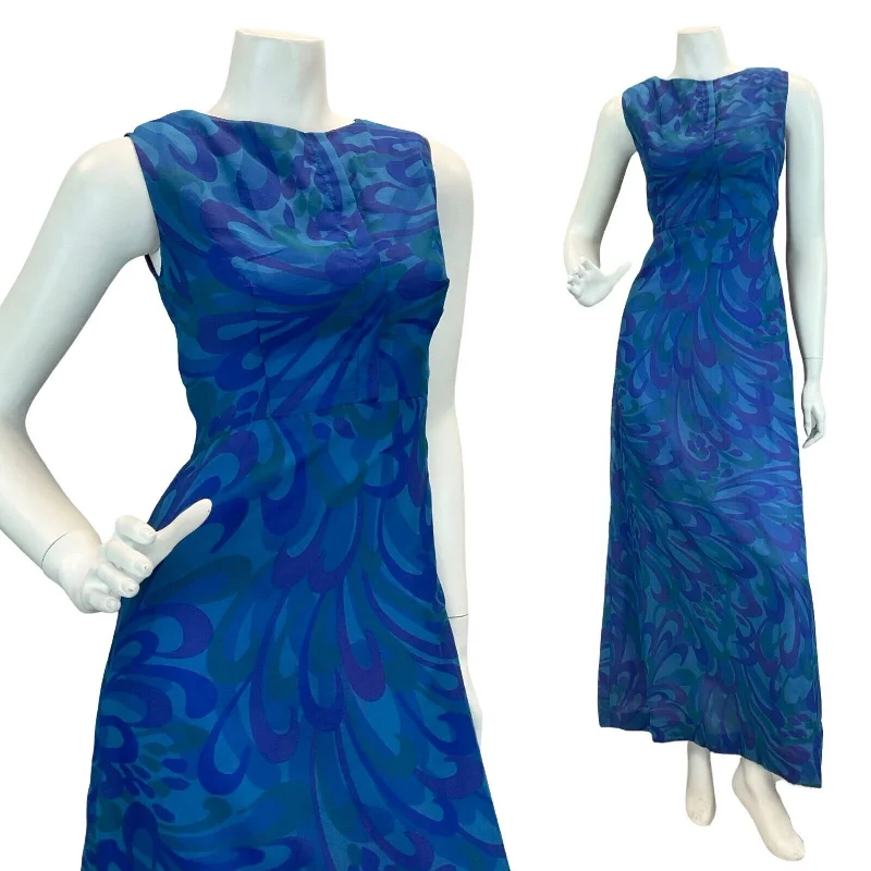 "New Arrivals Discount: 20% Off on Latest Women's Dress Collections"VTG 60S 70S COCKTAIL PARTY PSYCHEDELIC BLUE PURPLE GREEN MAXI DRESS 10 12 "New Arrivals Discount: 20% Off on Latest Women's Dress Collections"VTG 60S 70S COCKTAIL PARTY PSYCHEDELIC BLUE PURPLE GREEN MAXI DRESS 10 12
