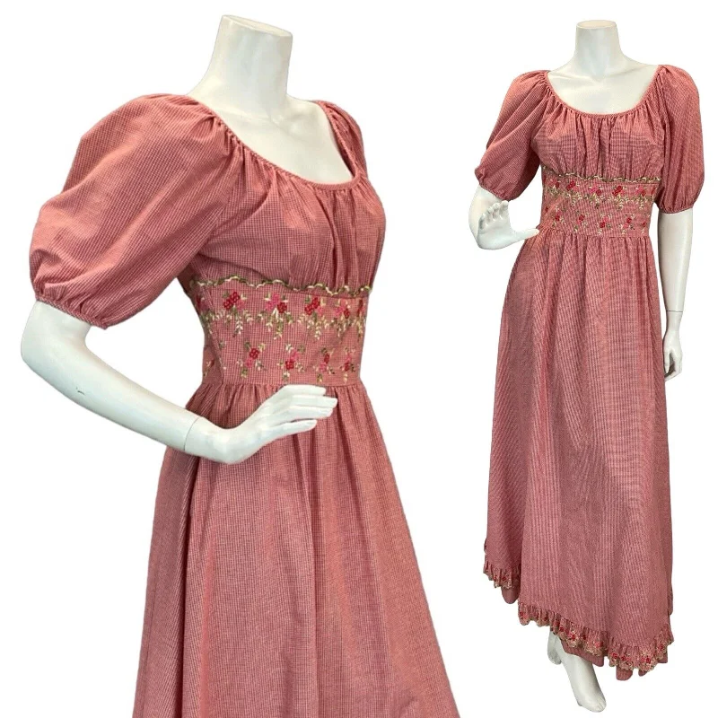 "Work - appropriate dresses for professional women"VTG 60s 70s VERA MONT RED GINGHAM CHECKED PRAIRIE COTTAGECORE MAXI DRESS 6 8 "Work - appropriate dresses for professional women"VTG 60s 70s VERA MONT RED GINGHAM CHECKED PRAIRIE COTTAGECORE MAXI DRESS 6 8