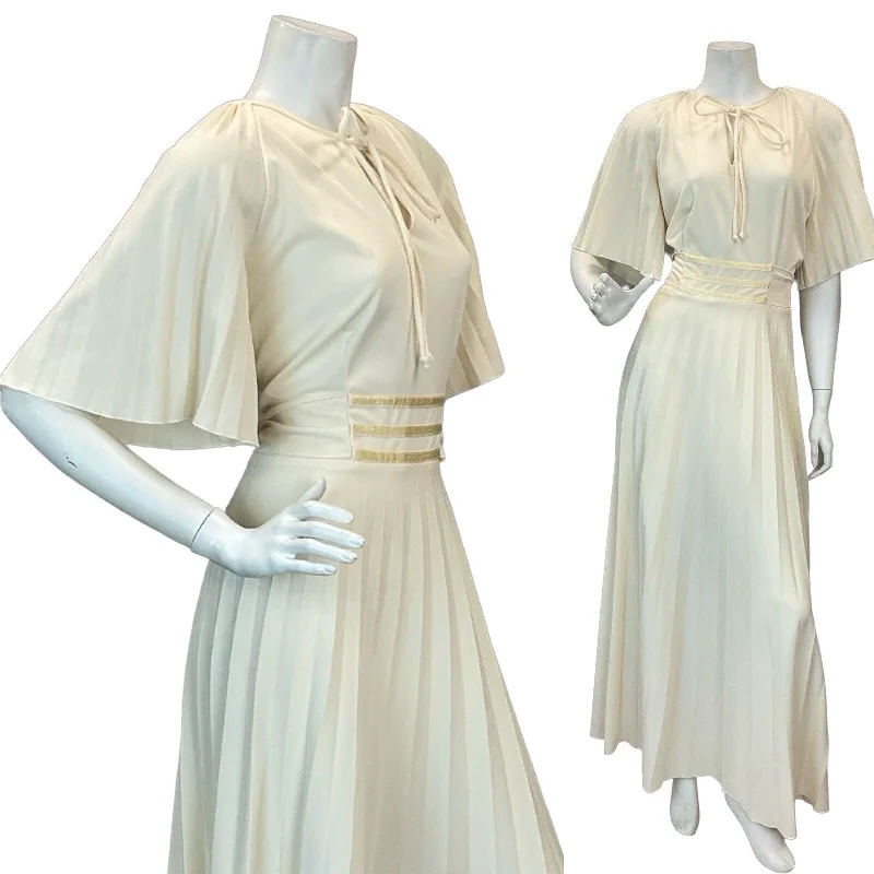 "New Arrivals Discount: 20% Off on Latest Women's Dress Collections"VTG 70s CREAM BOHO WEDDING BRIDAL ANGEL SLEEVE PLEATED MAXI DRESS 14 16 "New Arrivals Discount: 20% Off on Latest Women's Dress Collections"VTG 70s CREAM BOHO WEDDING BRIDAL ANGEL SLEEVE PLEATED MAXI DRESS 14 16