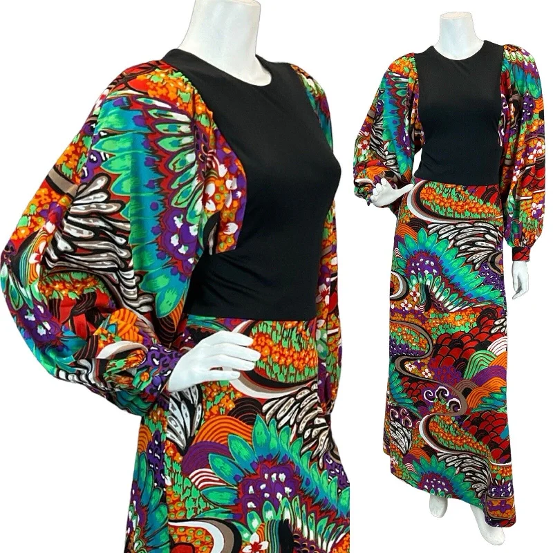 "Plus size formal dresses for women for special events"VTG 70S MULTICOLOUR TRIPPY PSYCHEDELIC PATTERN BISHOP SLEEVE MAXI DRESS 8 10 "Plus size formal dresses for women for special events"VTG 70S MULTICOLOUR TRIPPY PSYCHEDELIC PATTERN BISHOP SLEEVE MAXI DRESS 8 10