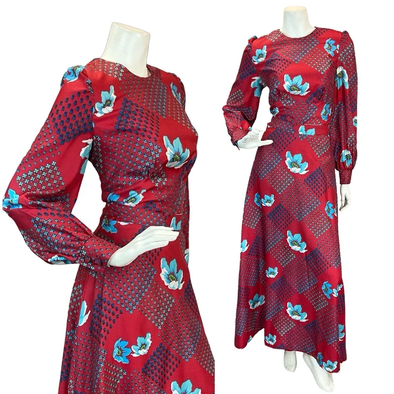 "Limited - Time Offer: Up to 50% Off on Women's Dresses!"VTG 70S RED BLUE FLORAL GEOMETRIC PARTY MAXI DRESS 8-10 "Limited - Time Offer: Up to 50% Off on Women's Dresses!"VTG 70S RED BLUE FLORAL GEOMETRIC PARTY MAXI DRESS 8-10